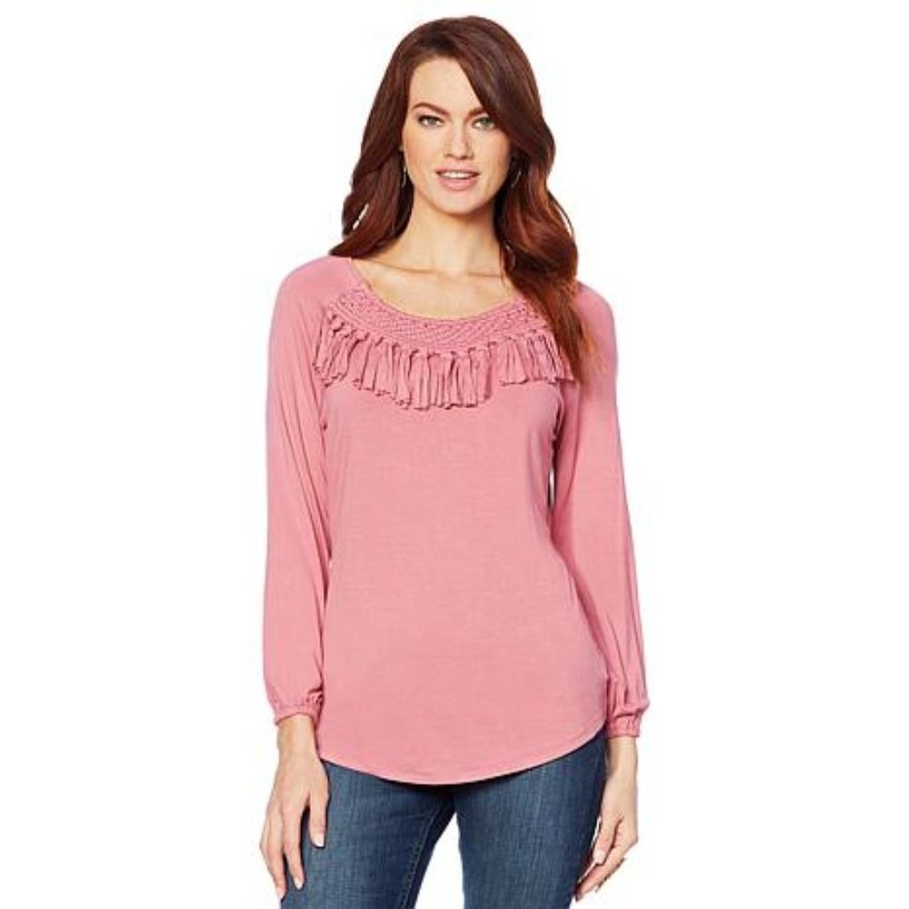 Jamie Gries Macrame Peasant Top 642-991